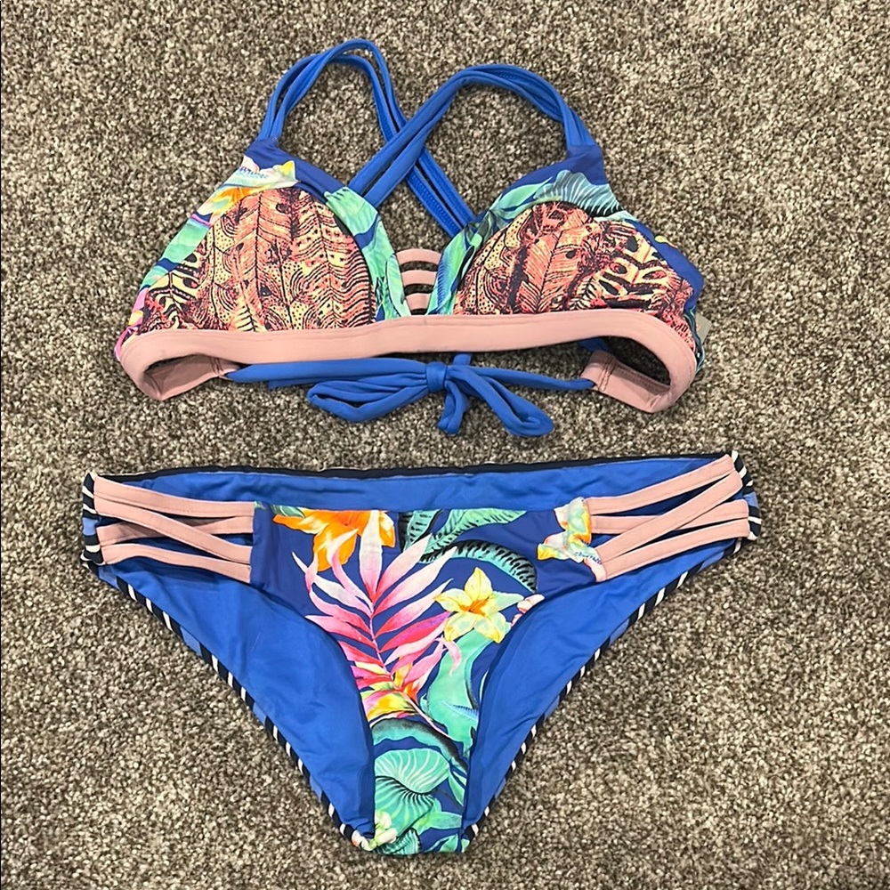 Maaji Blue and Pink Tropical Bikini